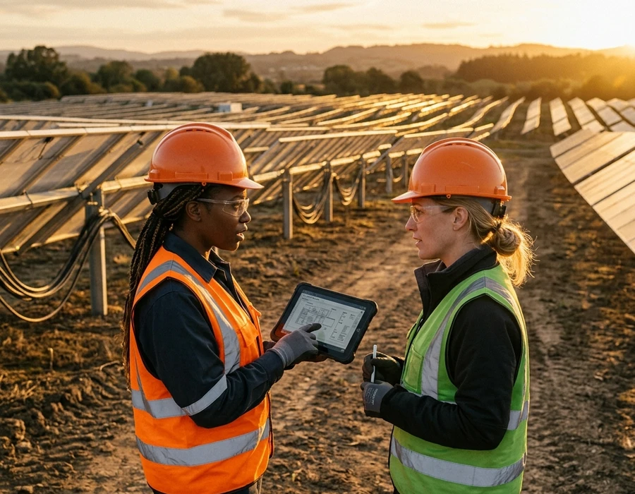 Two Sonora engineers at a solar site